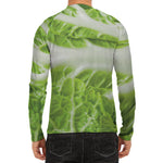Fresh Cabbage Leaf Print Men's Long Sleeve Rash Guard