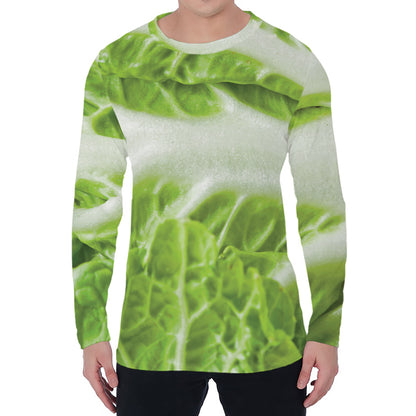 Fresh Cabbage Leaf Print Men's Long Sleeve T-Shirt