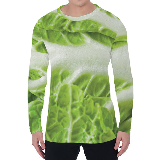 Fresh Cabbage Leaf Print Men's Long Sleeve T-Shirt