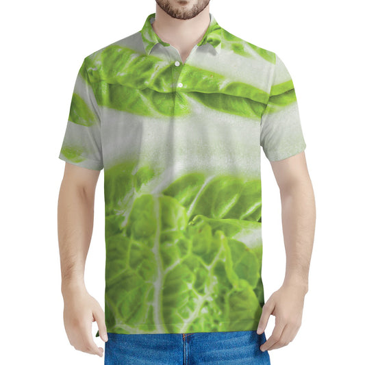 Fresh Cabbage Leaf Print Men's Polo Shirt