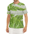 Fresh Cabbage Leaf Print Men's Short Sleeve Rash Guard