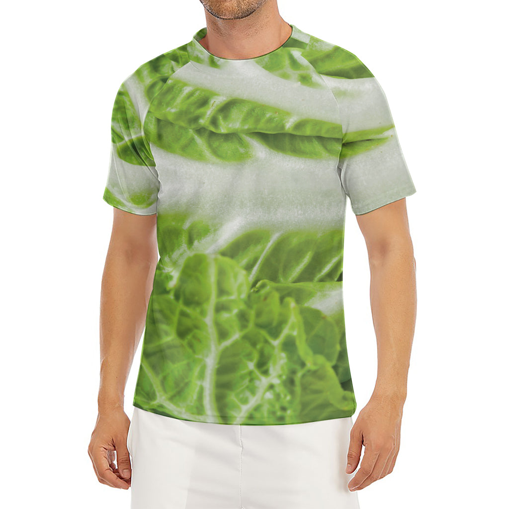 Fresh Cabbage Leaf Print Men's Short Sleeve Rash Guard