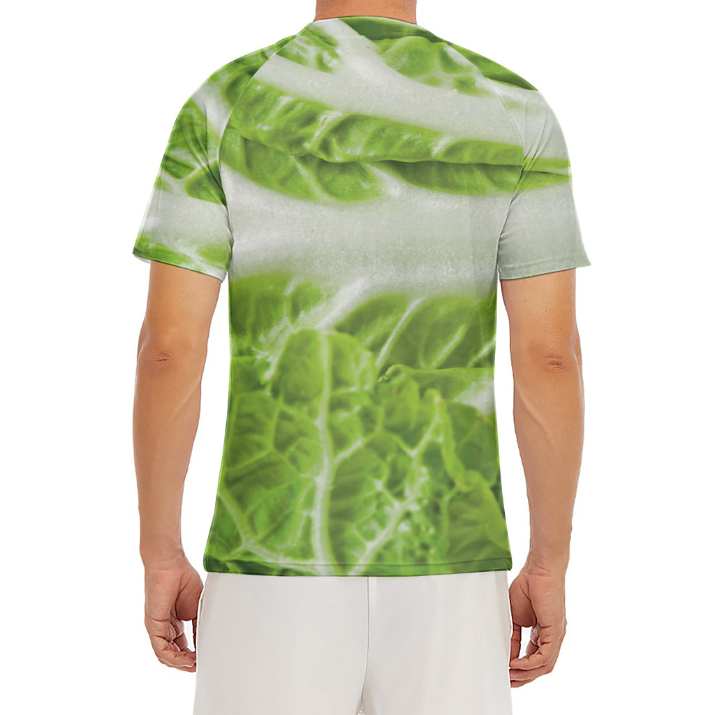 Fresh Cabbage Leaf Print Men's Short Sleeve Rash Guard