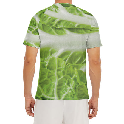 Fresh Cabbage Leaf Print Men's Short Sleeve Rash Guard