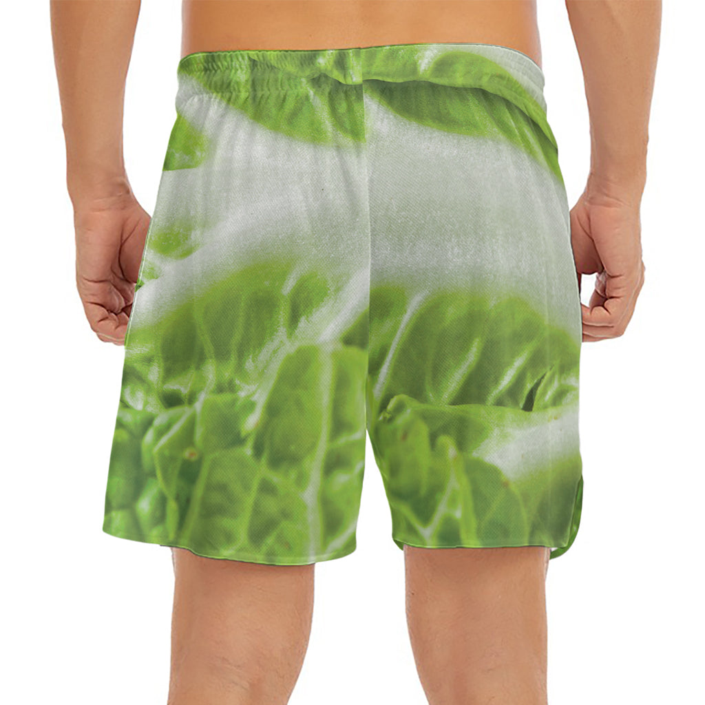 Fresh Cabbage Leaf Print Men's Split Running Shorts