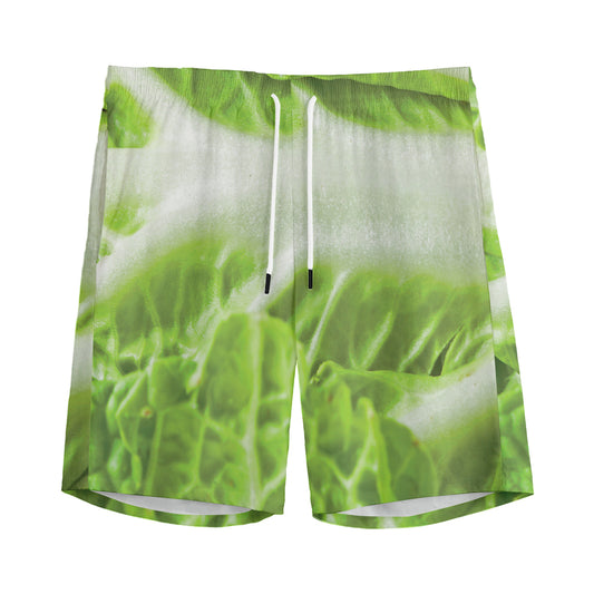 Fresh Cabbage Leaf Print Men's Sports Shorts