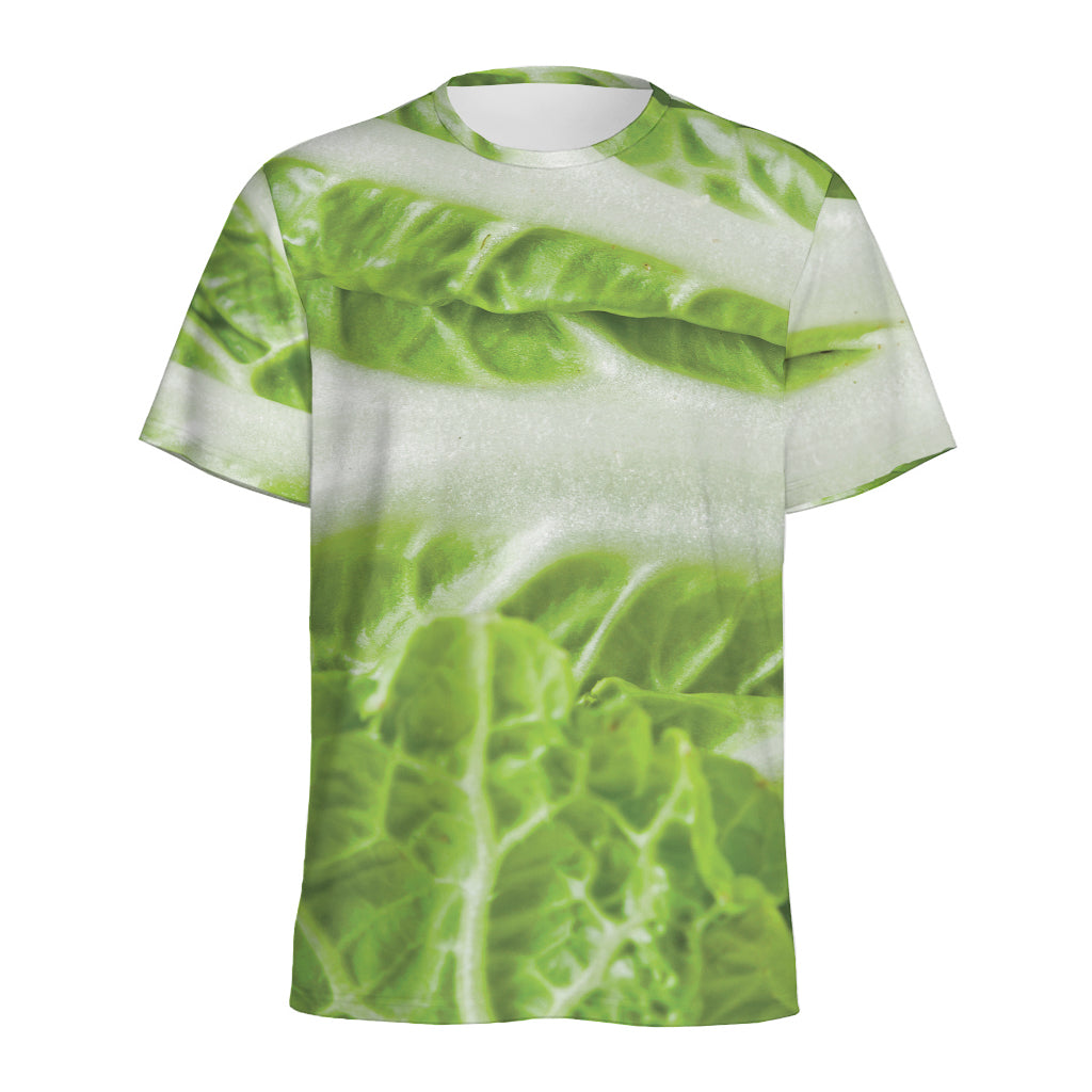 Fresh Cabbage Leaf Print Men's Sports T-Shirt