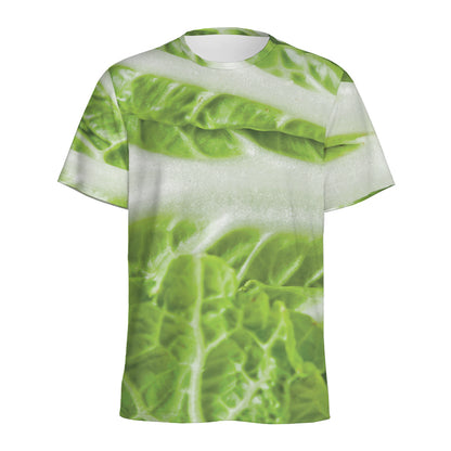Fresh Cabbage Leaf Print Men's Sports T-Shirt
