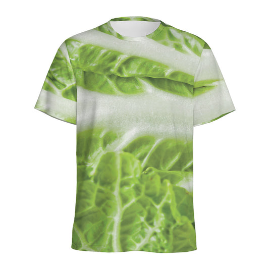 Fresh Cabbage Leaf Print Men's Sports T-Shirt