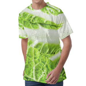 Fresh Cabbage Leaf Print Men's Velvet T-Shirt