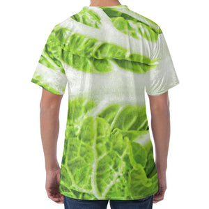 Fresh Cabbage Leaf Print Men's Velvet T-Shirt