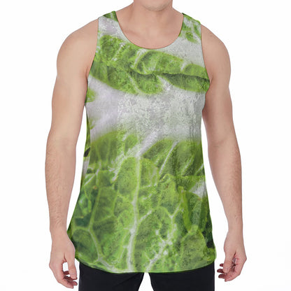 Fresh Cabbage Leaf Print Men's Velvet Tank Top