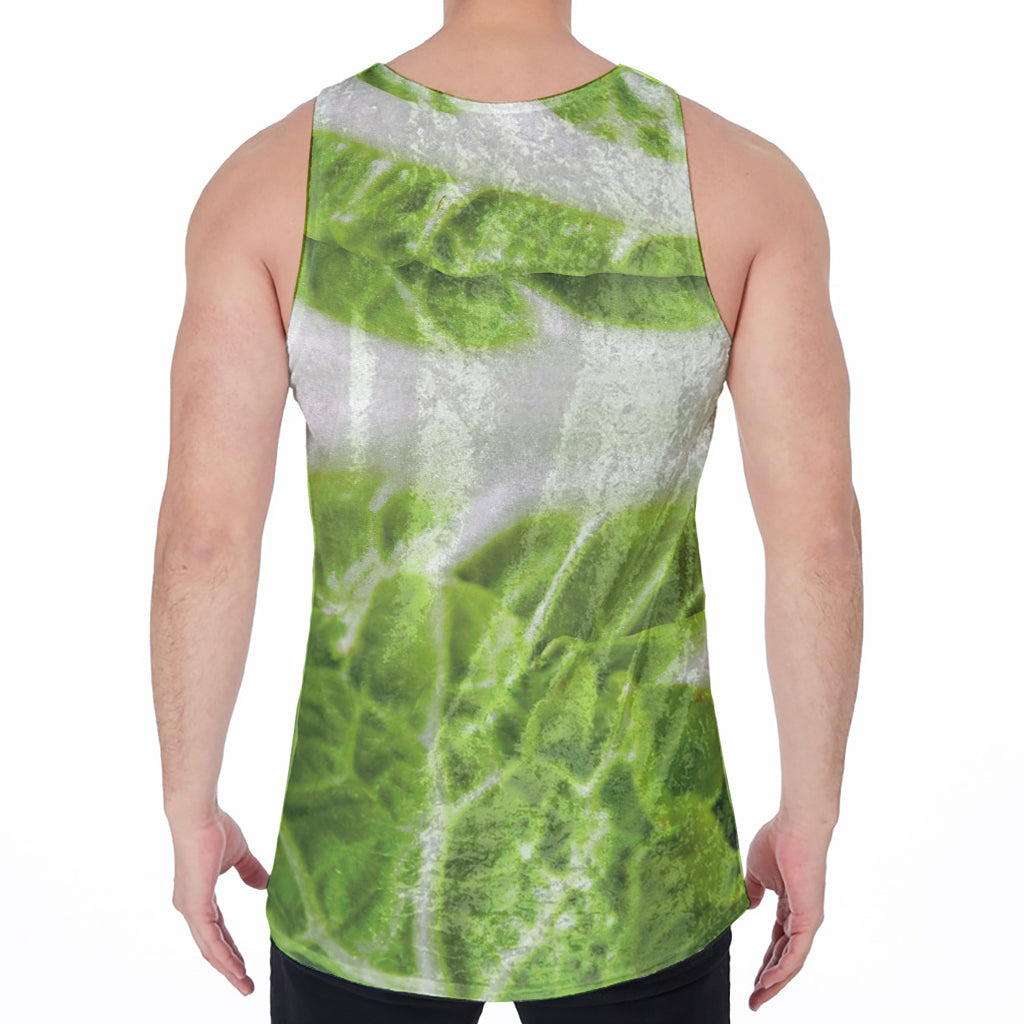 Fresh Cabbage Leaf Print Men's Velvet Tank Top