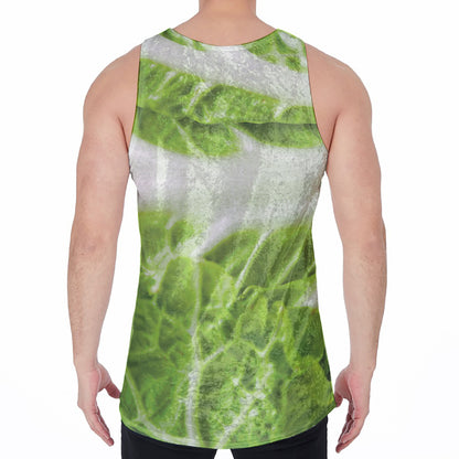 Fresh Cabbage Leaf Print Men's Velvet Tank Top