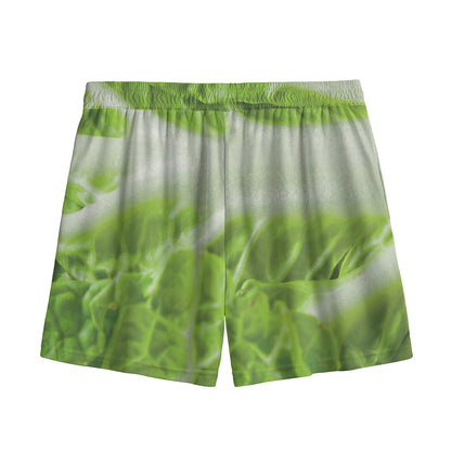 Fresh Cabbage Leaf Print Mesh Shorts