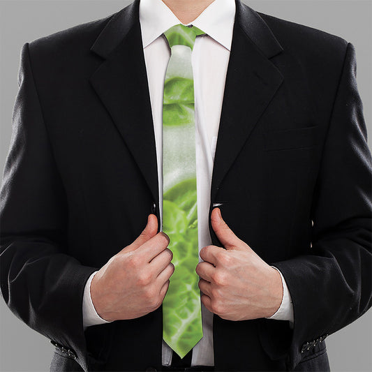 Fresh Cabbage Leaf Print Necktie