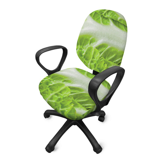 Fresh Cabbage Leaf Print Office Chair Cover