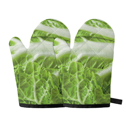 Fresh Cabbage Leaf Print Oven Mitts