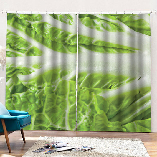 Fresh Cabbage Leaf Print Pencil Pleat Curtains