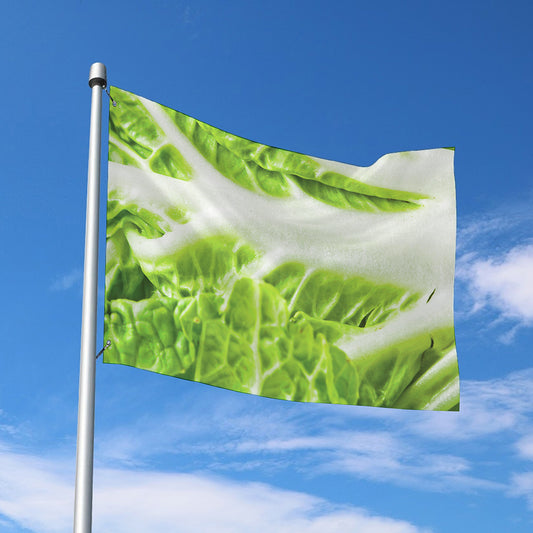 Fresh Cabbage Leaf Print Polyester Flag