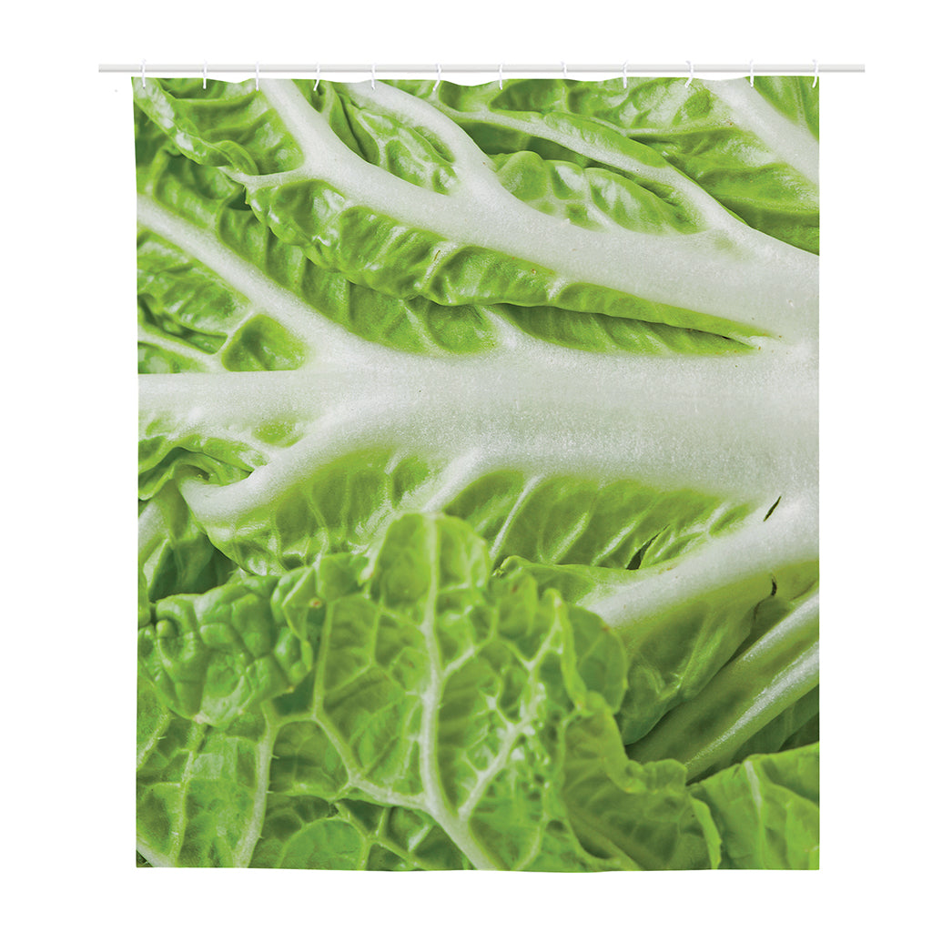 Fresh Cabbage Leaf Print Polyester Shower Curtain