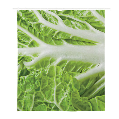 Fresh Cabbage Leaf Print Polyester Shower Curtain