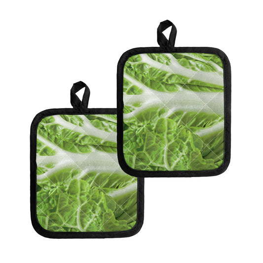 Fresh Cabbage Leaf Print Pot Holders