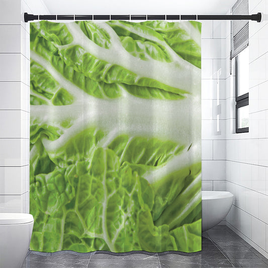 Fresh Cabbage Leaf Print Premium Shower Curtain