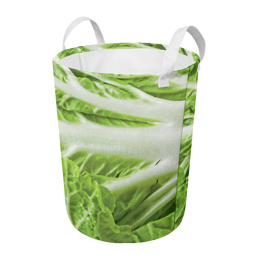 Fresh Cabbage Leaf Print Round Laundry Basket