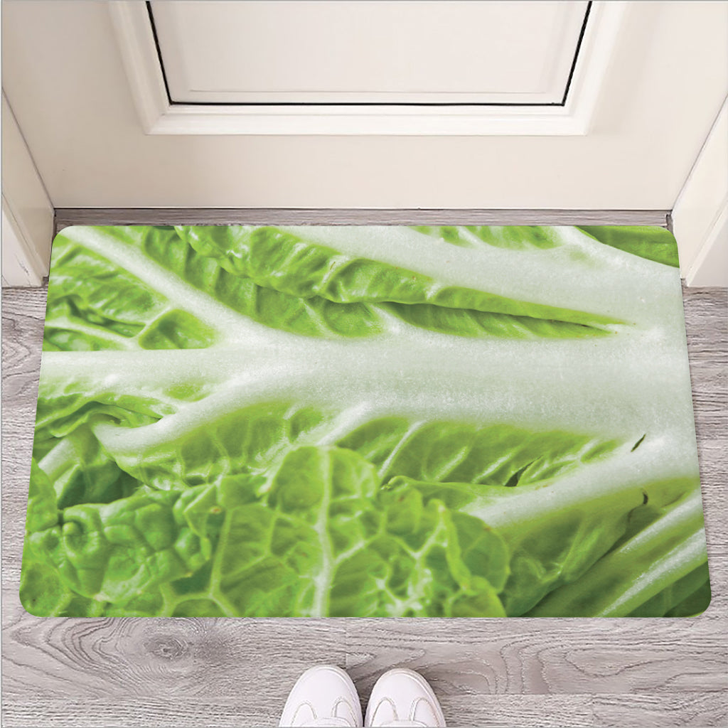 Fresh Cabbage Leaf Print Rubber Doormat