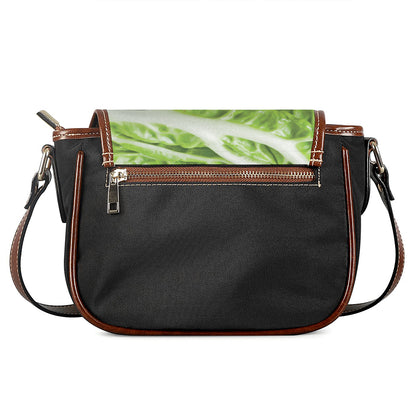 Fresh Cabbage Leaf Print Saddle Bag
