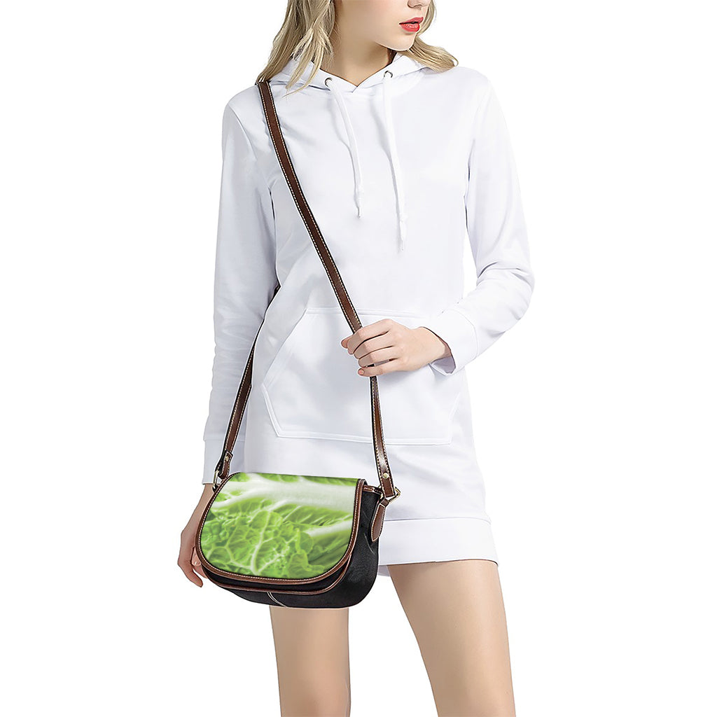 Fresh Cabbage Leaf Print Saddle Bag