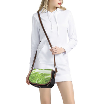 Fresh Cabbage Leaf Print Saddle Bag