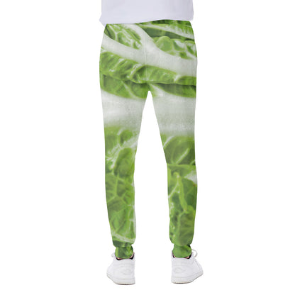 Fresh Cabbage Leaf Print Scuba Joggers