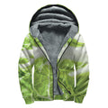 Fresh Cabbage Leaf Print Sherpa Lined Zip Up Hoodie