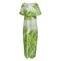 Fresh Cabbage Leaf Print Short Sleeve Long Nightdress