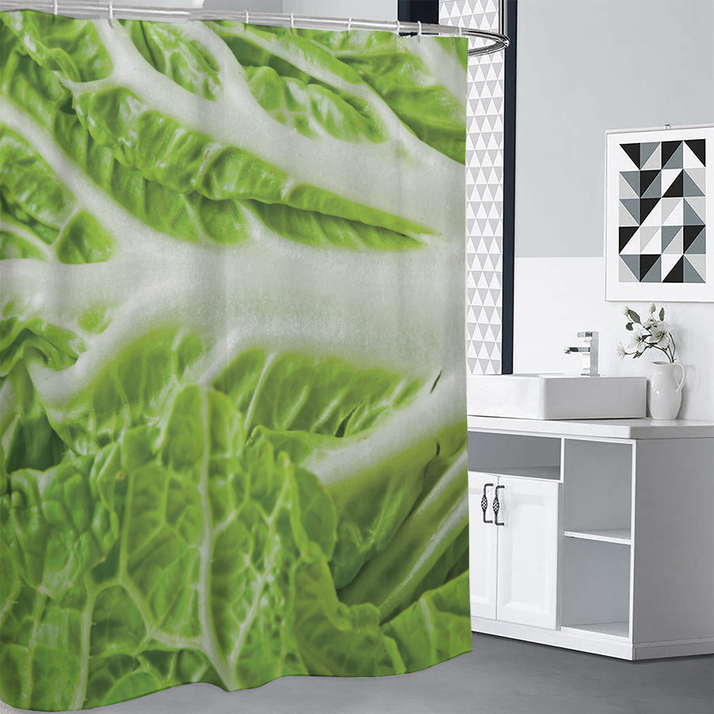 Fresh Cabbage Leaf Print Shower Curtain