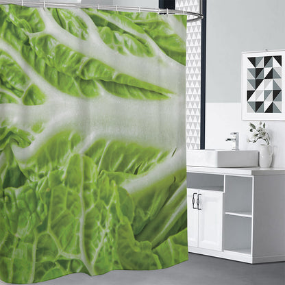 Fresh Cabbage Leaf Print Shower Curtain