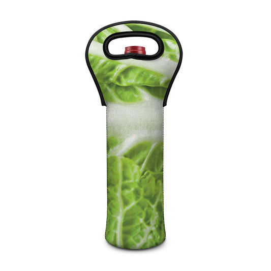 Fresh Cabbage Leaf Print Single Neoprene Wine Tote