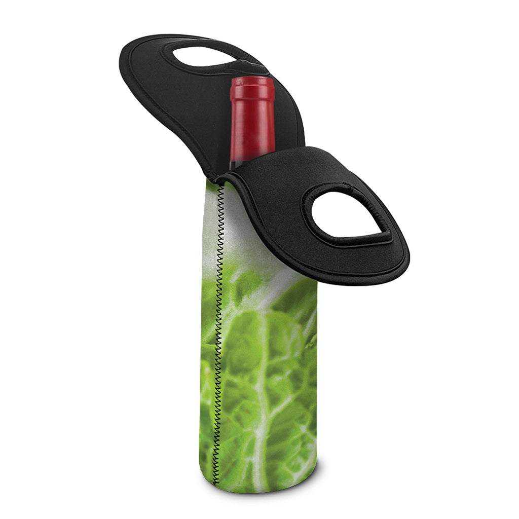Fresh Cabbage Leaf Print Single Neoprene Wine Tote
