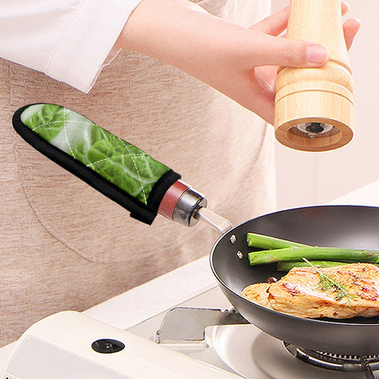 Fresh Cabbage Leaf Print Skillet Handle Cover