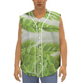 Fresh Cabbage Leaf Print Sleeveless Baseball Jersey