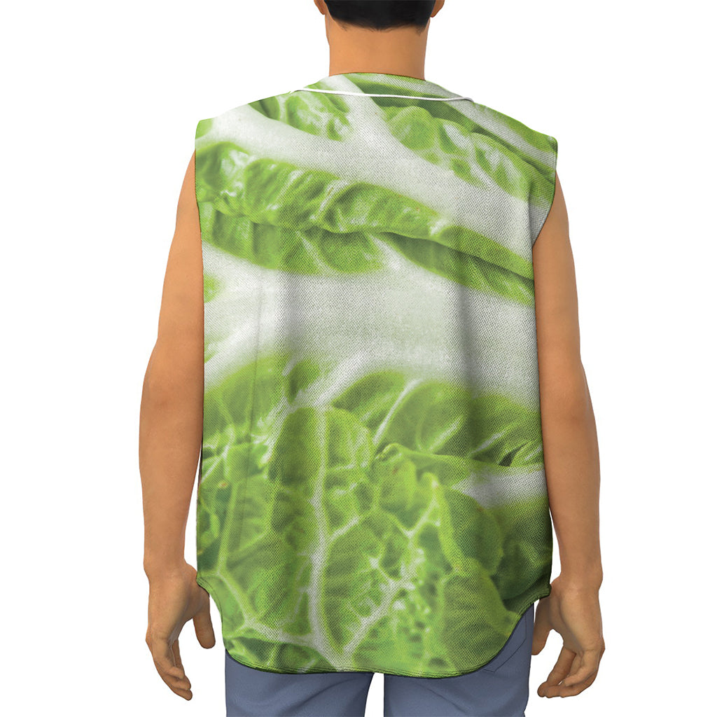 Fresh Cabbage Leaf Print Sleeveless Baseball Jersey