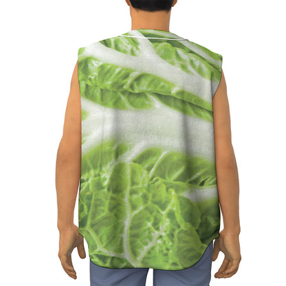 Fresh Cabbage Leaf Print Sleeveless Baseball Jersey