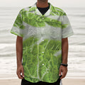 Fresh Cabbage Leaf Print Textured Short Sleeve Shirt