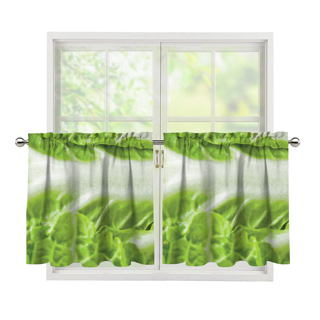 Fresh Cabbage Leaf Print Tier Curtains