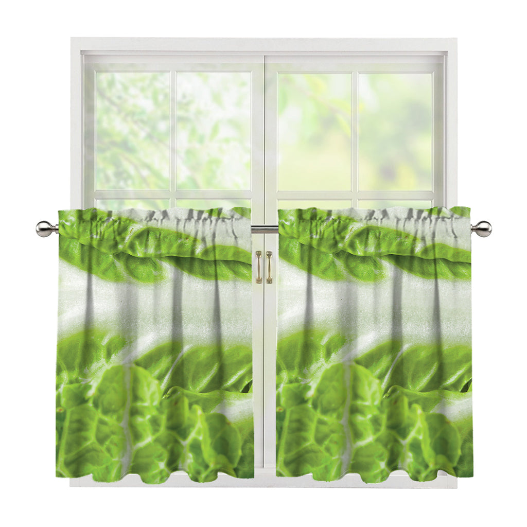 Fresh Cabbage Leaf Print Tier Curtains