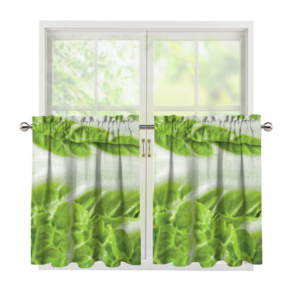 Fresh Cabbage Leaf Print Tier Curtains