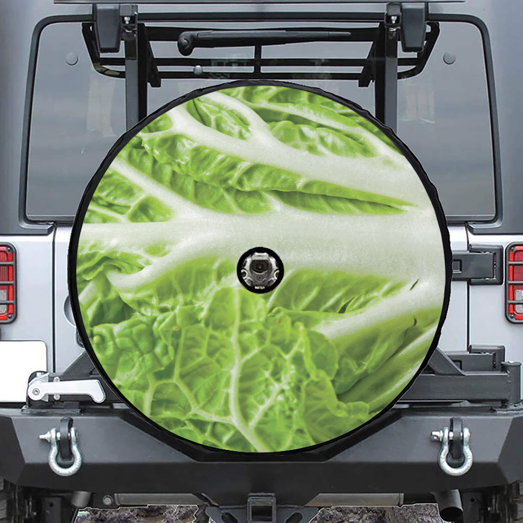 Fresh Cabbage Leaf Print Tire Cover With Camera Hole