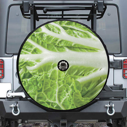 Fresh Cabbage Leaf Print Tire Cover With Camera Hole